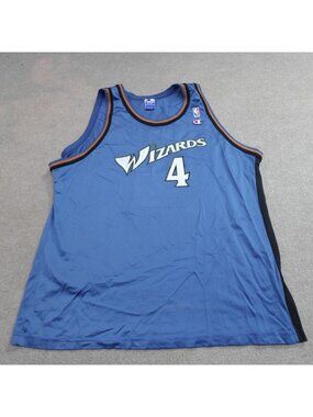 Vintage Chris Webber Basketball Jersey Large Blue Champion Washington Wizards